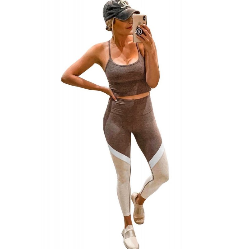 Color Block Cami Top and High Waist Leggings Sports Suit