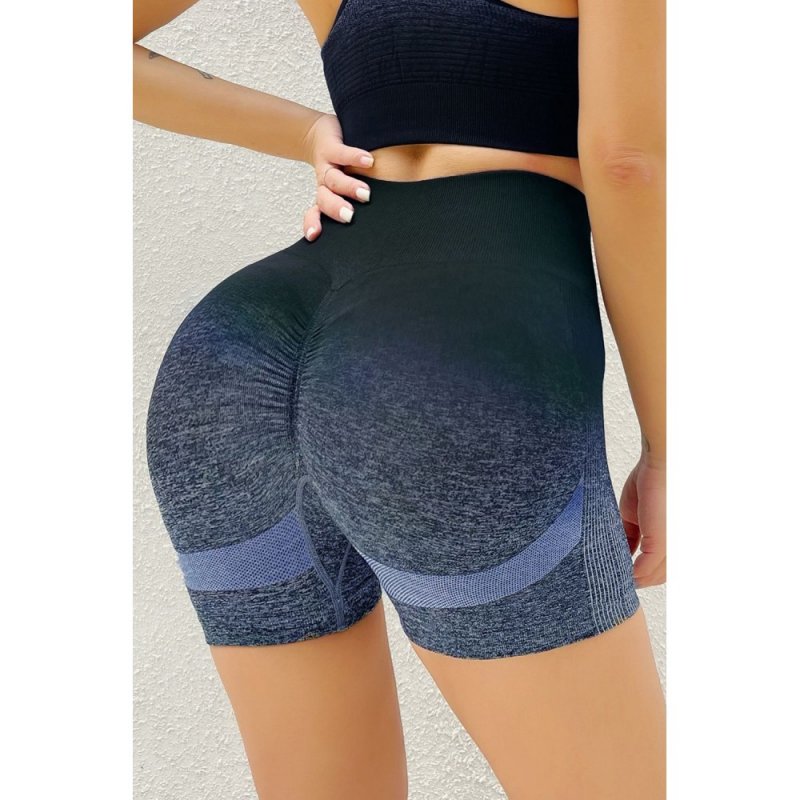 Gray Gradient Color Skinny Short Yoga Pants