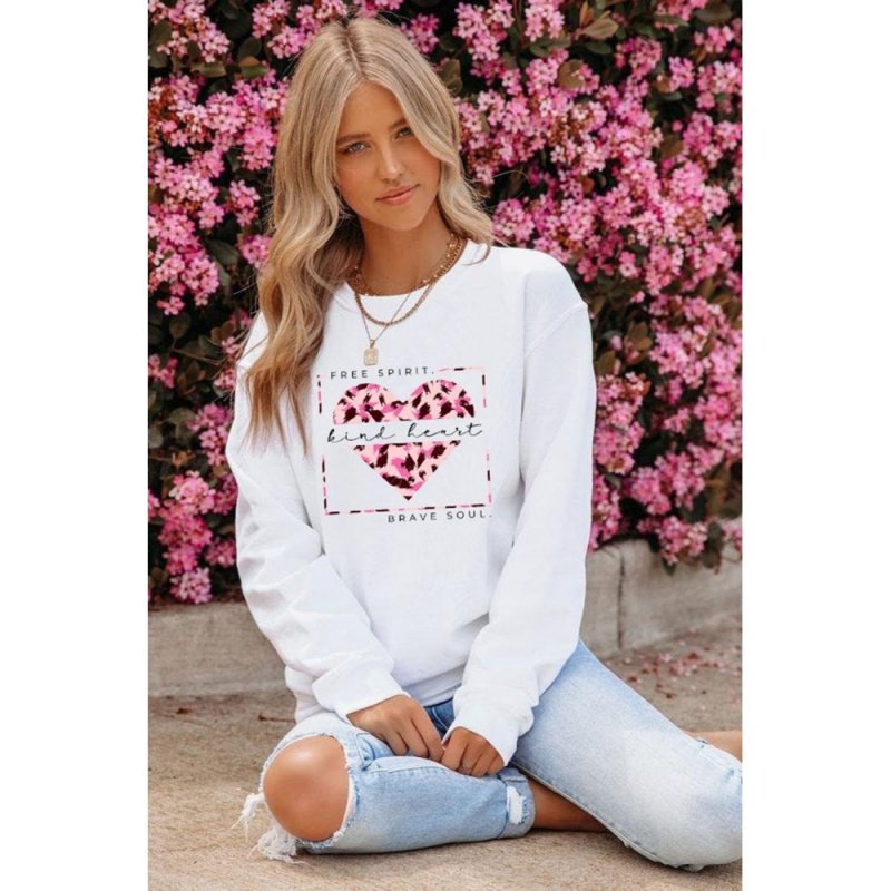 Valentine Letter Heart Shaped Drop Shoulder Graphic Sweatshirt