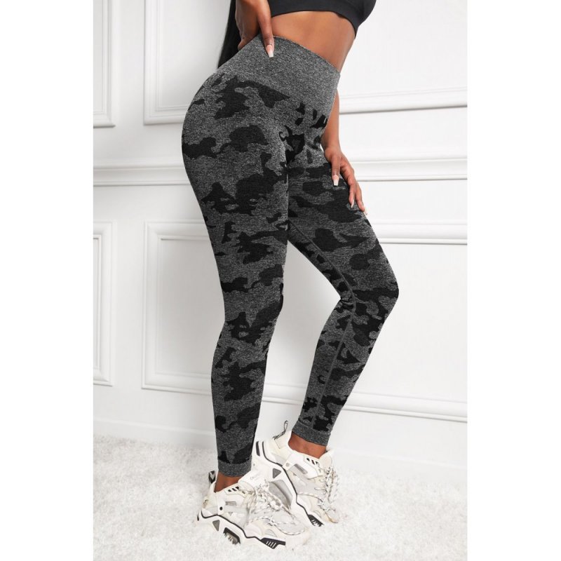 Black Seamless Camo Print Butt Lift High Waist Yoga Pants