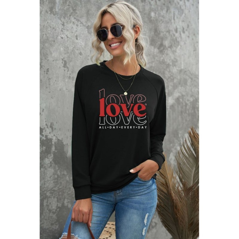 Valentine Love Letter Print Long Sleeve Sweatshirt