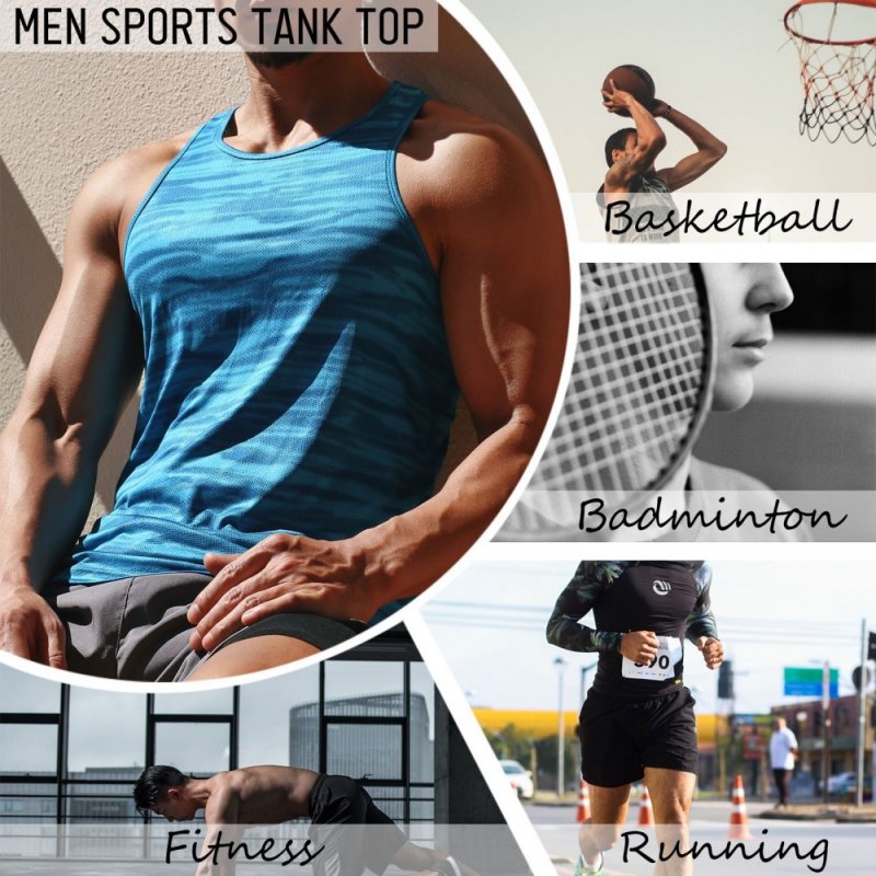 Men Sports Tank Top Sleeveless Loose Fit Quick-dry Breathable Basketball Training Athletic Gym Tops