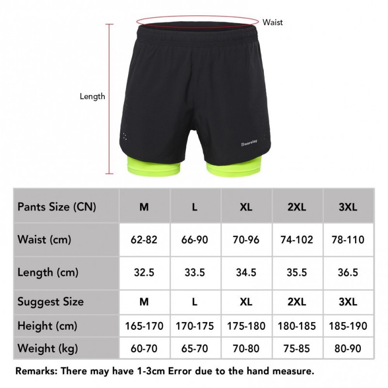 Doorslay Men's 2-in-1 Running Shorts Quick Drying Breathable Active Training Exercise Jogging Cycling Shorts with Longer Liner