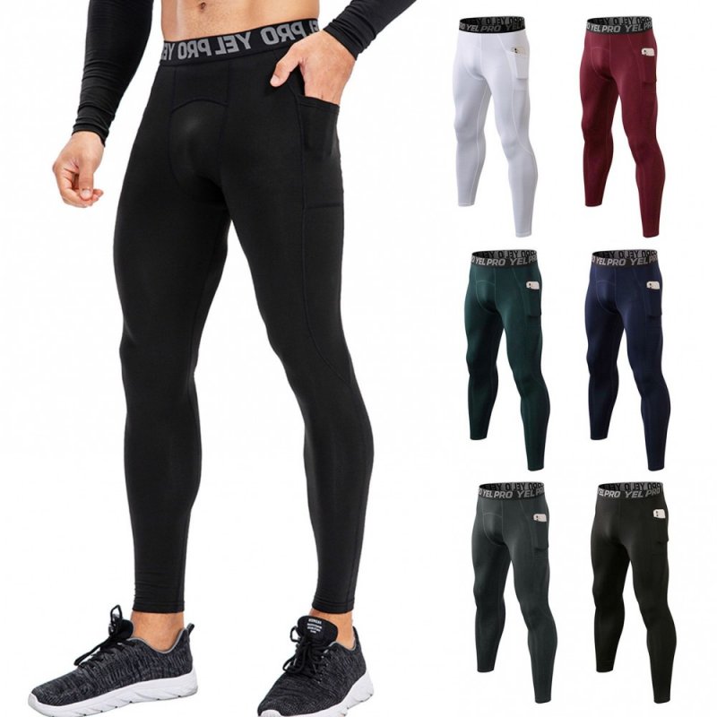 Men Sport Pants Fleece Warm Bodycon Stretchy Moisture-wicking Pocket Running Workout Sportswear