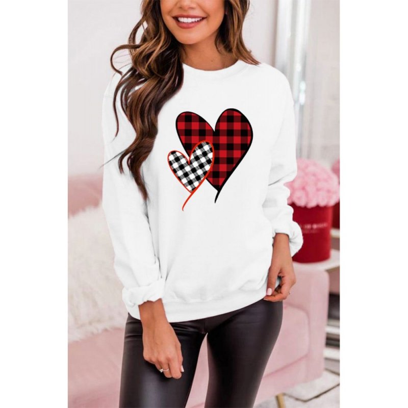 White Plaid Valentine's Heart Pattern Sweatshirt