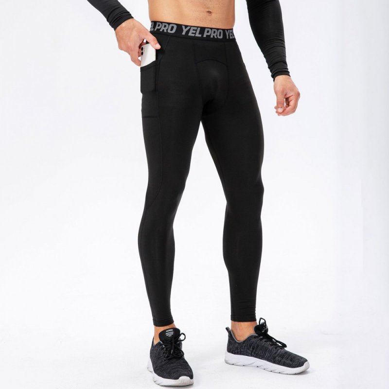 Men Sport Pants Fleece Warm Bodycon Stretchy Moisture-wicking Pocket Running Workout Sportswear