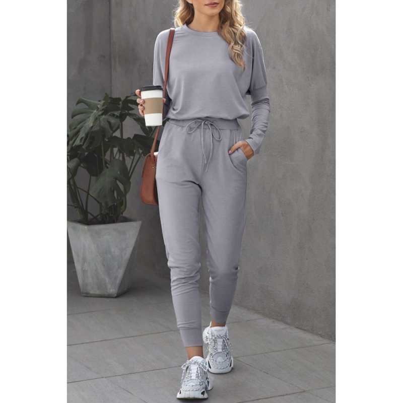 Gray Star Print Two-Piece Set Sports Wear