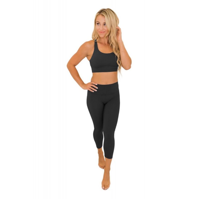 Black Crisscross Back Sports Bra Leggings Set