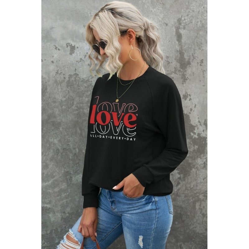 Valentine Love Letter Print Long Sleeve Sweatshirt