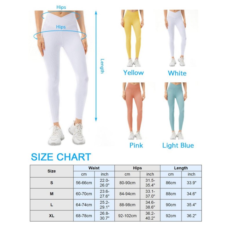 Women Sports Leggings Yoga Tights with Pockets Ribbed Pants for Workout Running Gym