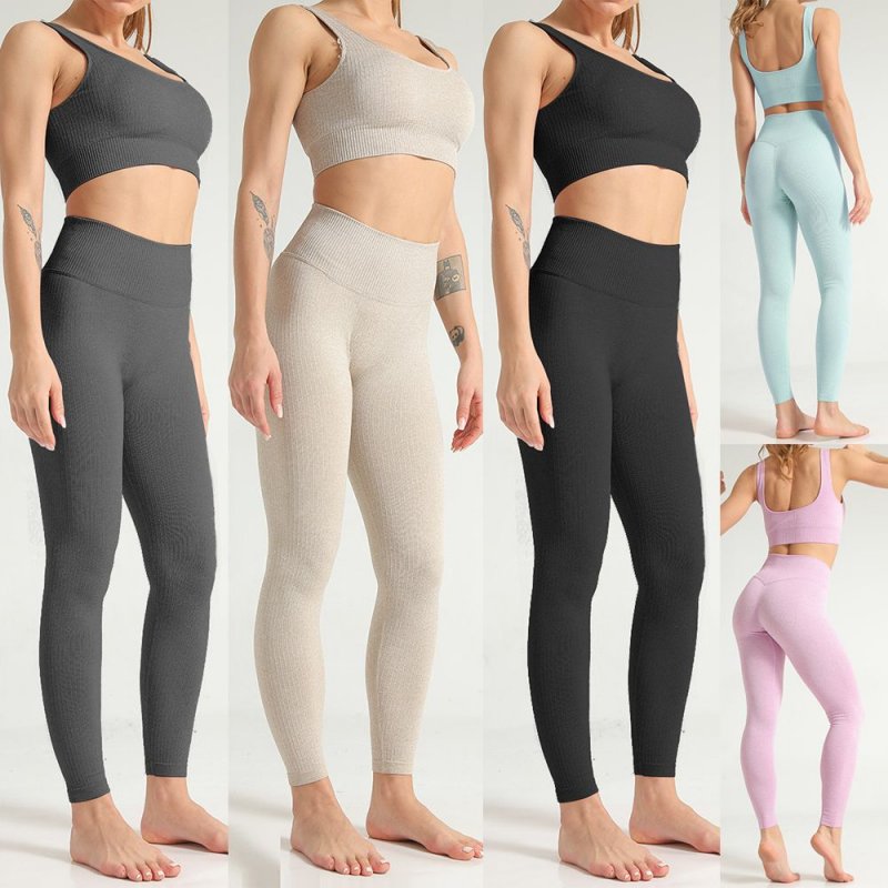 Women Fitness Sets Bra Crop Top + Pants Quickly-dry Yoga Gym Sports Set Hollow Out Workout Athletic Suit